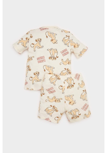DeFacto Erkek Bebek Disney Lion King Pijama Takımı Kısa Kollu Penye Üst Beli Lastikli Şort E4775A525SMOG579 Turuncu