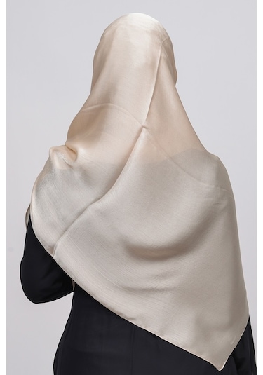 Altobeh Janjan Şık Parlak Saten Dokulu Kadın Tesettür Abiye Şifon Şal - Krem