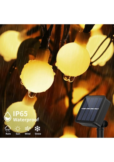 Sarı Kamp Güneş Dize Işık Açık 200 Led Küçük Top Işık Bahçe Noel Partisi Dekorasyon Su Geçirmez Güneş Peri Masalı Işık Avlu Dekorasyon 12m 100leds Sarı
