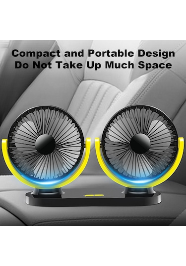 Konesam Dual Headlı 360 Döner Usb Fan - Araç/ofis/ev Kullanıma Uygun, 3 Hızlı, Sessiz, Dayanıklı Abs R-8037