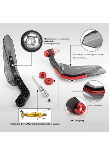 Neevoyu Motorcycle Ve Elektrikli Bisikletler İçin Cnc Paslanmaz Çelik Rengi Kırmızı Rüzgar Koruyucu Eldivenliği