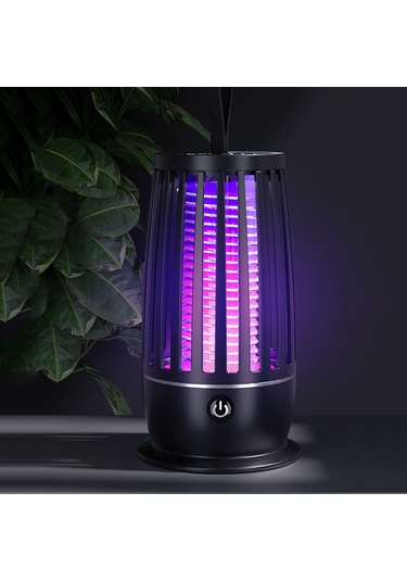 Aubyhe Usb Şarjlı Li-poly Bataryalı Led Akıllı Sinek Öldürücü, Işıklı Muhafaza Ve Gece Lambası 2'li 1, Siyah