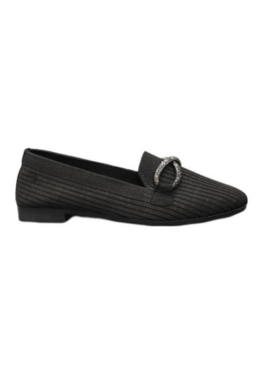 Mehmet Mete 9534 Fashion Taşlı Kadın Babet Sıyah