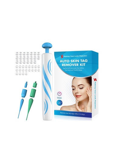 Siğil Sökücü Cilt Etiketi Temizleme Kalemi, Benleri Kaldırmak İçin Onarım Etiketli Set - Mavi Beyaz