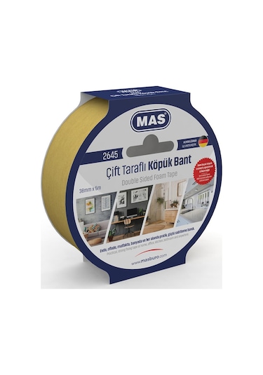 Mas Çift Taraflı Köpük Bant 25 Mm X 5 Metre Çift Taraflı Köpük Bant