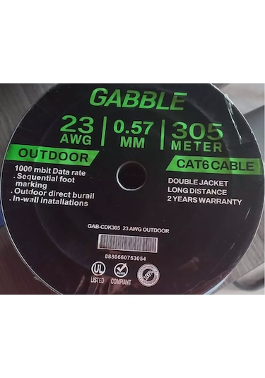 Gabble Cat6 Dış Ortam Kablo 305mt 23awg 0.57mm
