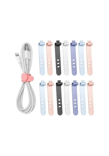 Moveevo Silikon Kablo Sıkıcıları 3 Delikli Ayarlanabilir - 5 Renk 5 Adet - Usb/ Kulaklık Kablosu Düzenleyici Yöneticisi