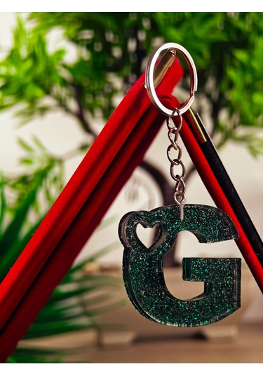 Harfli Anahtarlık Epoksi Kişiye Özel Yapım El Yapımı Harf Anahtarlık Kalp Model Özel Tasarım Hediyelik Ürün Kalp Desenli Simli Anahtarlık Açık Mor