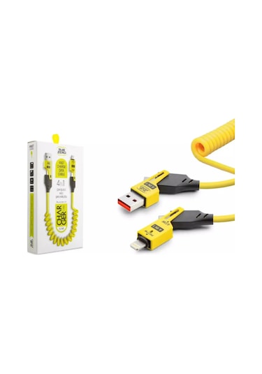 Subzero Cl160 4in1 Hızlı Şarj Kablosu 65w Type-c + 27w Lightning Desteği Sarı