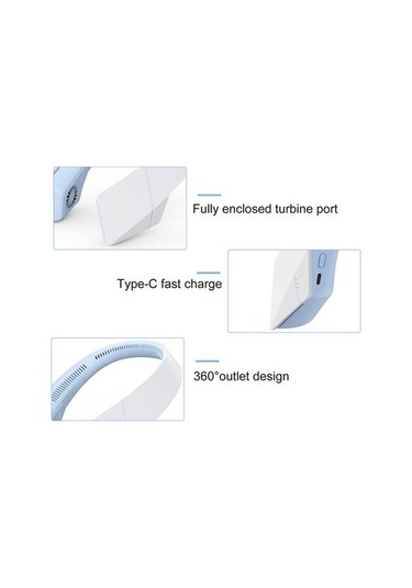 Taşınabilir Boyun Fan Soğutma Asılı Boyun Fan Şarj Edilebilir Mini Usb Kişisel Fan Kulaklık Tasarım Açık Spor Için Kapalı Ofis 4842 Mavi