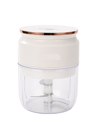 Vkemall Usb Şarjlı Elektrikli Sarımsak Dilimleyici, Su Geçirmez, Kesici Bıçaklı Sebze-ürün Öğütücü Beyaz Beyaz