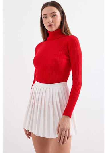 Gabria Fitilli Balıkçı Yaka Kazak Kırmızı