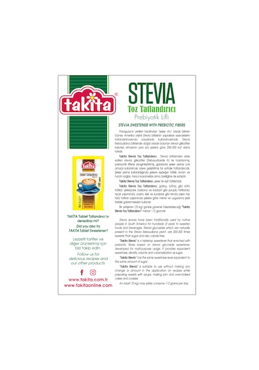 Takita Stevia Prebiyotik Lifli Tatlandırıcı 500 G
