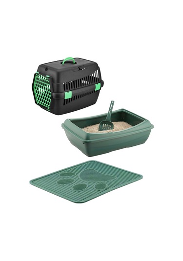 Açık Kedi Tuvaleti + Paspas + Taşıma Çantası 3'lü Set