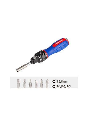Workpro Wp221069 6-ın-1 Profesyonel Cr-v Cırcırlı Manyetik Tornavida Seti Fr Wp221069
