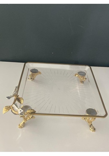 Selim Dekor Kuşlu Kare Büyük Sunum 24x24x7 Cm