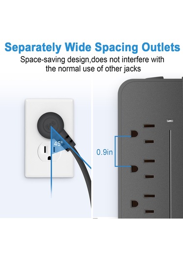 Moveevo Beyaz Abd Standart 8 Prizi 3 Usb + 1 Type-c 1.2m Kablolu Akıllı Çoklu Şarj Cihazı Fırtına Ve Aşırı Yük Korumalı