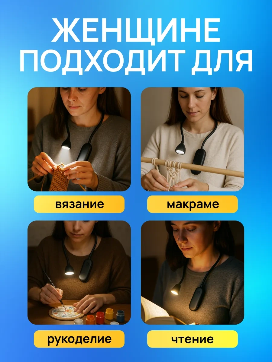 Roma Okuma Ve El İşi İçin 3'ü 1 Arada Kablosuz Boyun Lambası 435343613 Siyah