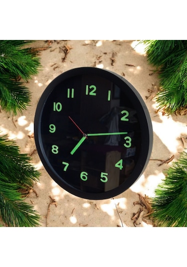 Karanlıkta Parlayan Fosforlu Siyah Duvar Saati Fosforlu Kolye