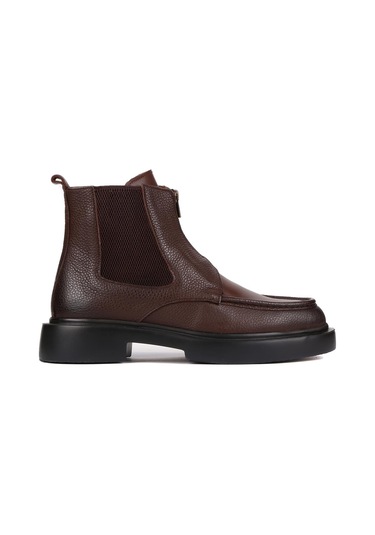 Shoetyle - Kahverengi Deri Fermuarlı Erkek Bot 250-085-1076 Kahverengi