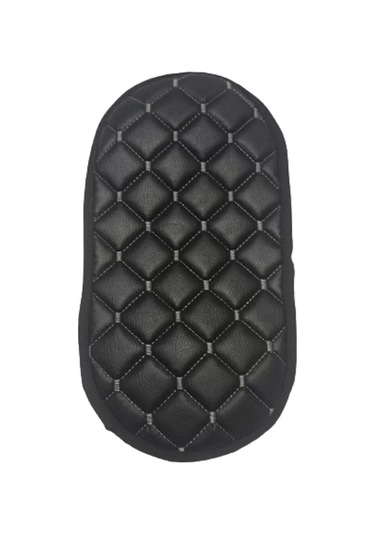 Araba Kol Dayama Örtüsü Oval Siyah Deri Gümüş Desen