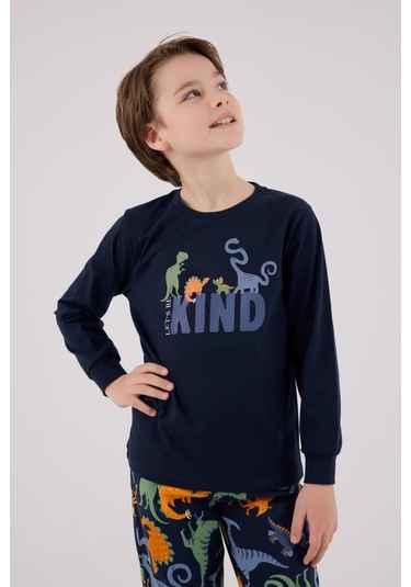 Rolypoly Erkek Çocuk Uzun Kol Pijama Takım Lacivert-1740 Lacivert