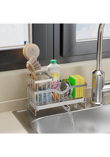 Youtek Sıcak Su Armatürü Lavabo Sünger Çöp Sepeti, Çelik Çelik Malzeme, Ev Ofis Mutfak Depolama Organizer, Renk: Siyah Diğer