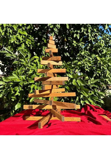Leftover Ahşap Yılbaşı Ağacı - 54cm Kahverengi