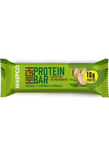 Waspco Yüksek Protein Bar - Antep Fıstıklı 50g X 12 Adet