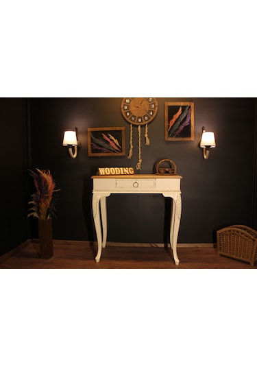 Wooding 80 Cm Masif Naturel Krem Oymalı Dresuar Krem