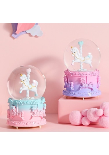 Atlı Karınca Unicorn Mini Işıklı Kar Küresi Ve Müzik Kutusu