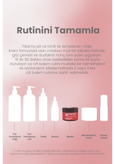 Cosmogenesis Labs %5 Vitamin C Krem Maske 50ml - Durulanan Yüz Maskesi Aydınlatıcı Pürüz Giderici Ton Eşitleyici Vegan
