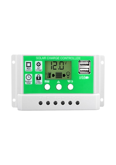 Yaozixa 50a 12v/24v Otomatik Tanıyan Solar Kontrolör - Pwm Şarj, Aşırı Şarj Koruması, Lcd Ekran, 2x Usb 5v Çıkış Beyaz+yeşil