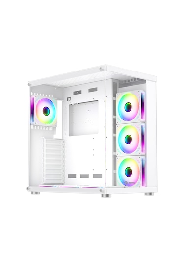 Zoko King Kumandalı ARGB Fanlı Temper Camlı Oyuncu Kasası 7 x 12 CM Beyaz