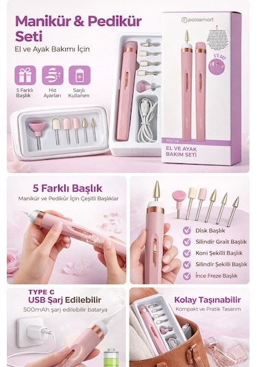 Polosmart Manikür & Pedikür Set Rose Gold Psc 16