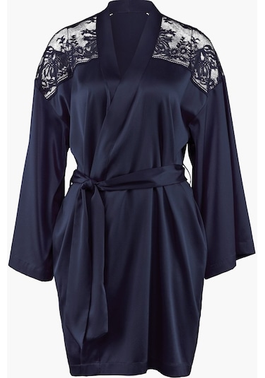 Aubade Midnight Whisper Kimono Zarif Seide Ve Dantel Detaylı Mavi