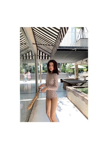 Tcherchi Kadın Peri Tarzı Tek Parça Mayosu Bej