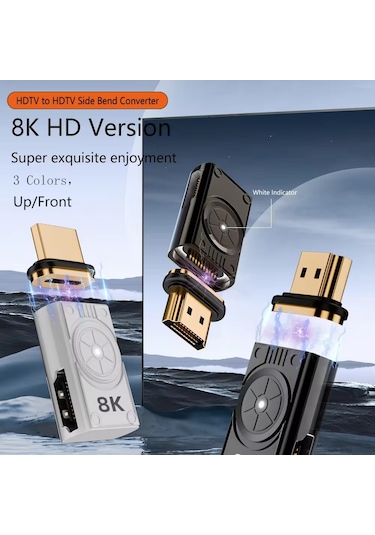 Sones 8k 60hz Hdtv'den Hdtv'ye Yan Büküm Manyetik Dönüştürücü Gümüş Sağ Büküm