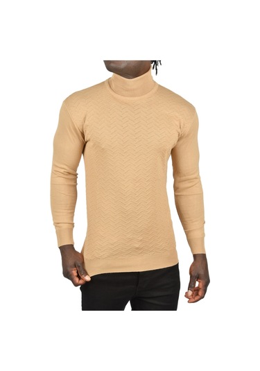 Deepsea Erkek Camel Zigzag Desenli Tam Balıkçı Yaka Dar Kesim Boğazlı Triko Kazak 2505497 Camel Deepsea Erkek Camel Zigzag Desenli Tam Balıkçı Yaka Dar Kesim Boğazlı Triko Kazak 2505497 Camel