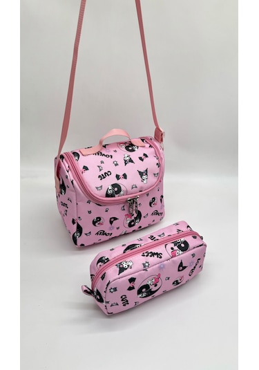 Megihero Sevimli Karakter Desenli Beslenmeli İlkokul Çanta Seti