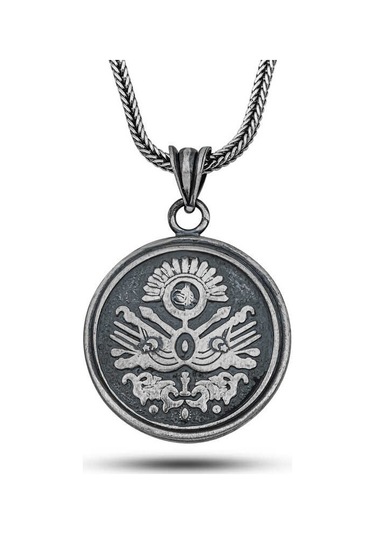 Kenpazar Gümüş Osmanlı Devlet Armalı Cevşen Kolye Çok Renkli