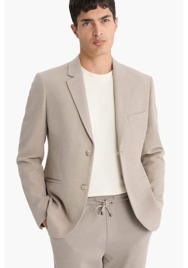 Defacto Modern Fit Düğmeli Cepli Blazer Ceket F2347ax25aubg773 Bej