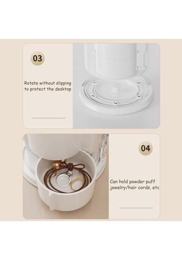 Şeffaf Kapaklı Makyaj Fırçası Saklama Kutusu Büyük Kapasiteli 360 Derece Dönen Makyaj Fırçası Şeffaf