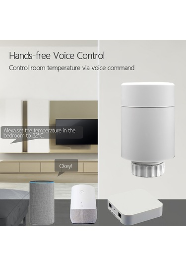 Yaozixa Zigbee Akıllı Radyatör Termostatı, Tuya Uygulaması İle Kontrol, Sesli Komut, Programlanabilir, Donma Koruması, Kolaysan Kurulum
