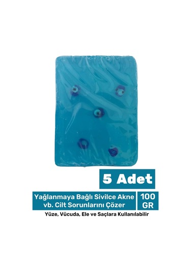 Güzel Kokulu El Yüz Saç Vücut Cilt Orijinal Bitkisel Nazar Boncuklu Okyanus Sabunu 100g - 5 Adet