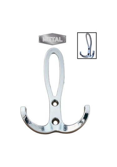 Metal Okyanus Krom Portmanto Askısı Duvar Tipi Tekli Krom Gri