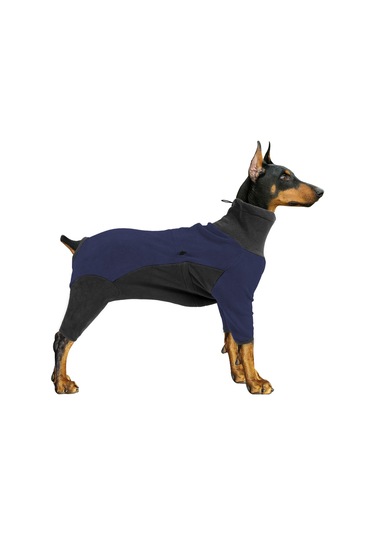 Geeksen Kışlık Köpek Kazak, Isı Sağlayan Fleece, Dört Bacaklı Yaka Desenli, Mavi-gri Desen, M Ya002f031