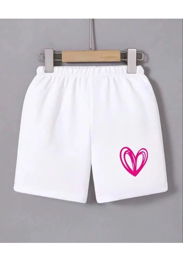 Hazego Beli Lastikli Baskılı Mini Şort - Beyaz Beyaz