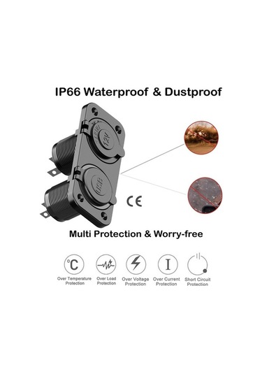 Electric Araba Qc 3.0 Usb Şarj Soketi 12v/24v, Hızlı Şarj, Su Geçirmez, Priz Soketi, Araba Şarj Cihazı