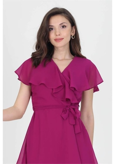 Kadın Şifon Mezuniyet Elbisesi Dpry8081 Mürdüm